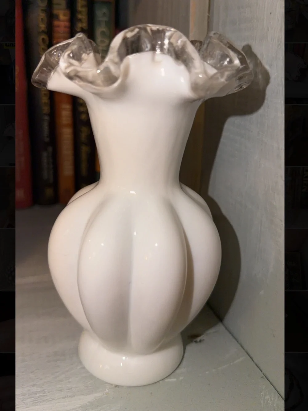 Vintage Fenton Ruffled Milk GlassBud Vase - Elegant Home Accent